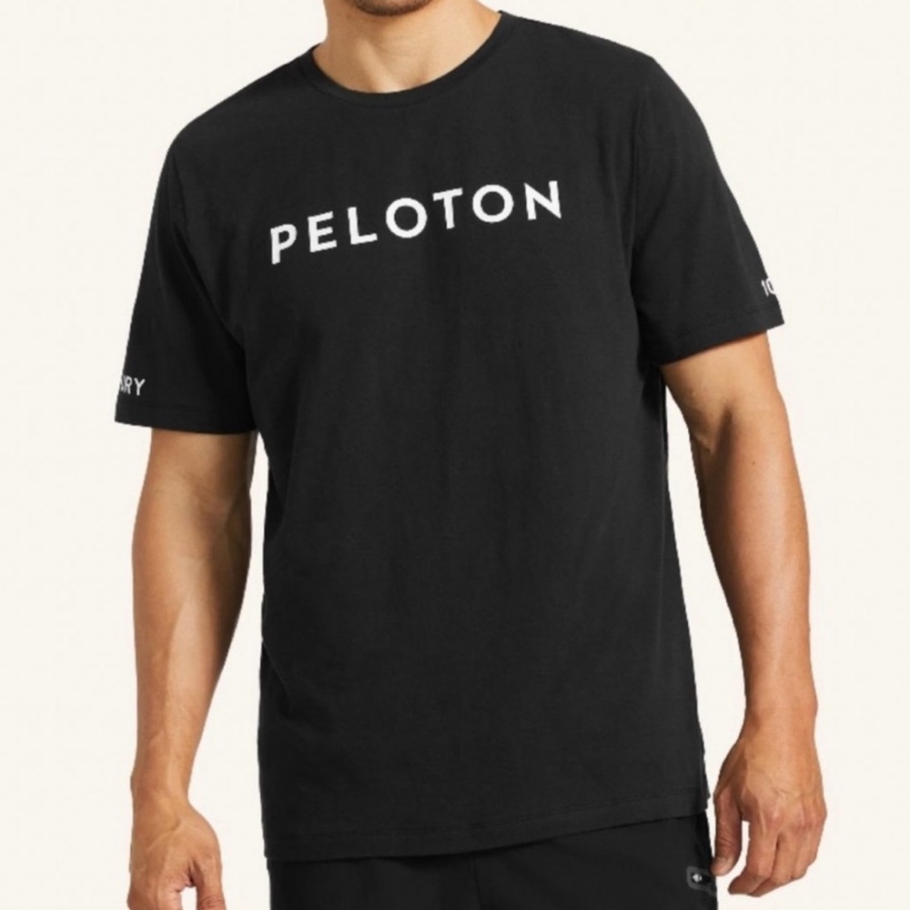 Peloton Century 100 Mens Large‎ Black Athletic Workout Cycling T Shirt